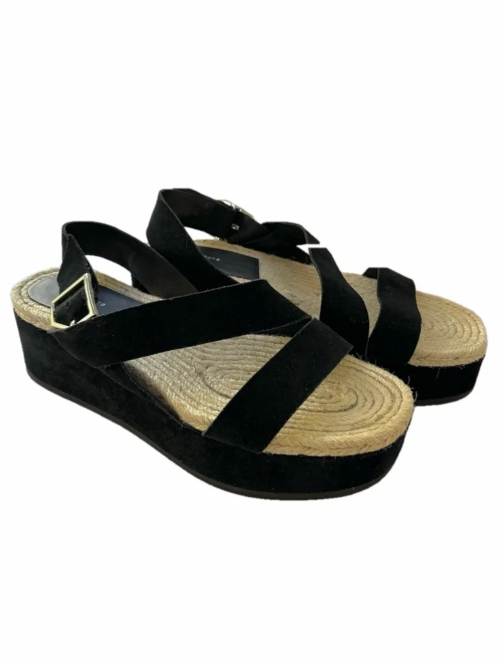 Rag & Bone Megan Espadrille Black Size 40  Sandals Suede Platform Shoes